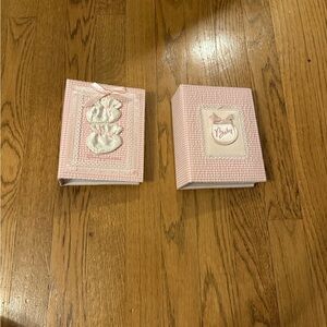 Brand new never used pink baby girl photo album fabric cover gingham w design